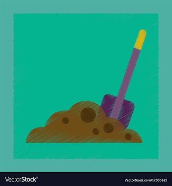 Flat shading style icons halloween plot shovel vector image