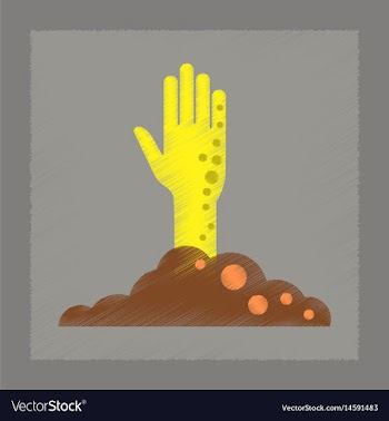 Flat shading style icons halloween zombie hand vector image