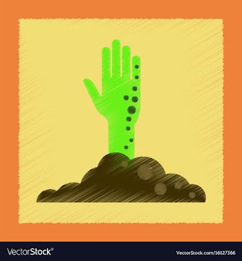 Flat shading style icons halloween zombie hand vector image