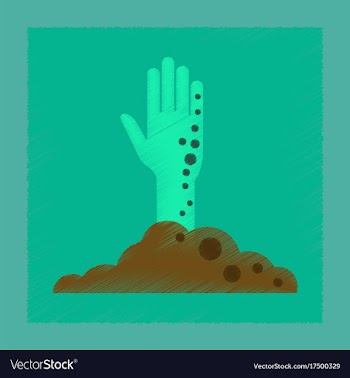 Flat shading style icons halloween zombie hand vector image