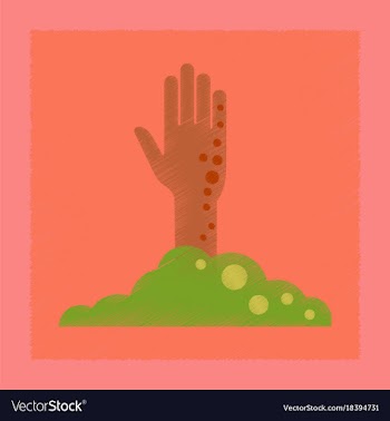 Flat shading style icons halloween zombie hand vector image