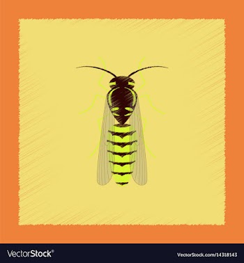 Flat shading style insect wasp vector image