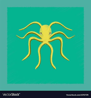 Flat shading style octopus vector image