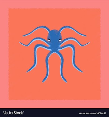 Flat shading style octopus vector image