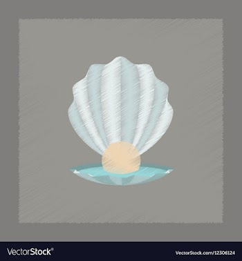 Flat shading style pearl mussel vector image