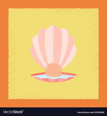 Flat shading style pearl mussel vector image
