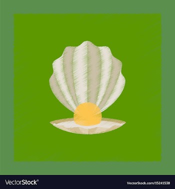Flat shading style pearl mussel vector image