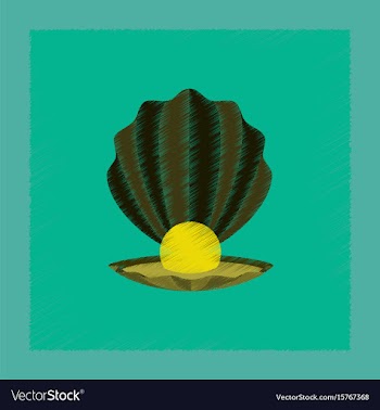 Flat shading style pearl mussel vector image