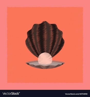 Flat shading style pearl mussel vector image