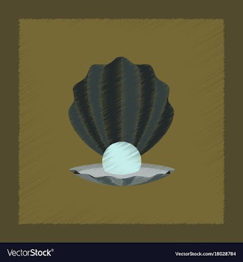 Flat shading style pearl mussel vector image