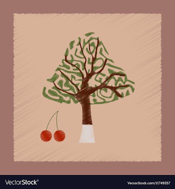 Flat shading style plant Cerasus vector image
