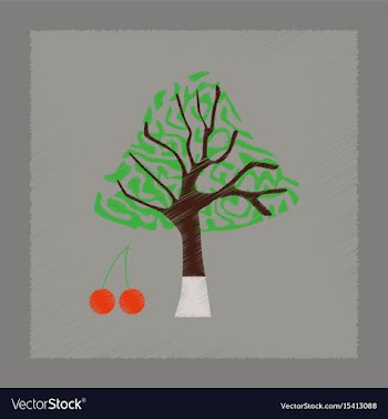 Flat shading style plant cerasus vector image