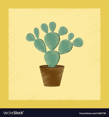 Flat shading style plant opuntia vector image