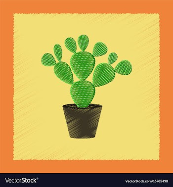 Flat shading style plant opuntia vector image