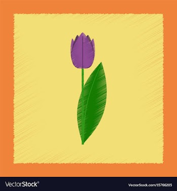Flat shading style plant tulipa vector image