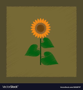 Flat shading style sunflower vector image