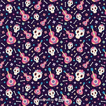 Flat style día de muertos pattern Free Vector