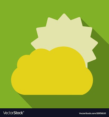 Flat sun and cloud weather web icon with long vector image