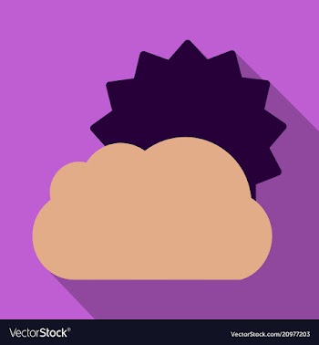 Flat sun and cloud weather web icon with long vector image