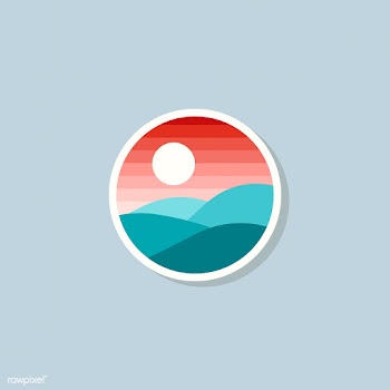 Flat sunset and mountain colorful logo | Free stock vector - 504803