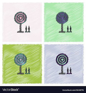 Flat target and darts eps 10 in hatching style vector image