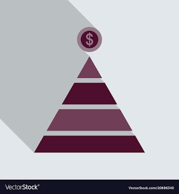 Flat top of coin pyramid system bring and give vector image
