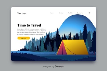 Flat travel landing page template Free Vector