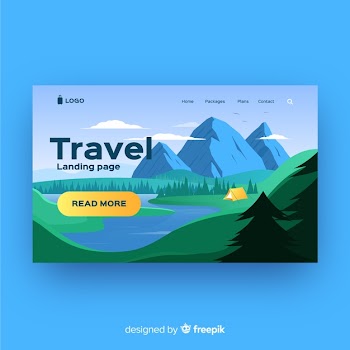Flat travel landing page template Free Vector