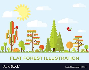 Flat tree spring flower spruce vector image