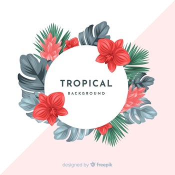 Flat tropical background Free Vector