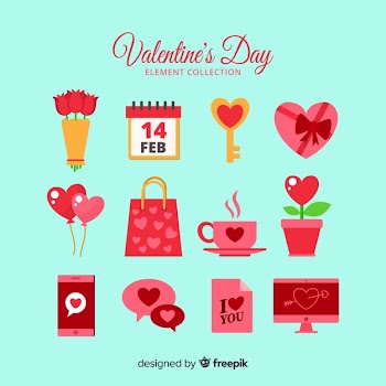 Flat valentine elements collection