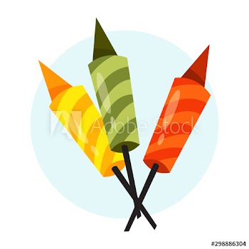 Flat vector illustration of festive fireworks