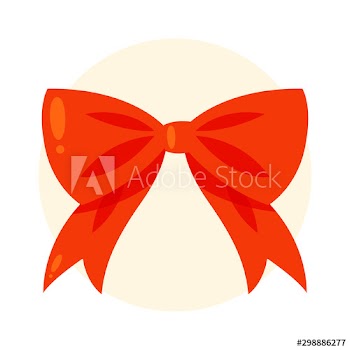Flat vector illustration of traditional Christmas red bow