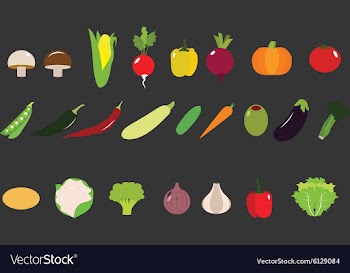 Flat Vegetables Icon set vector image
