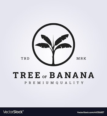 flat vintage banana tree logo in badge emblem