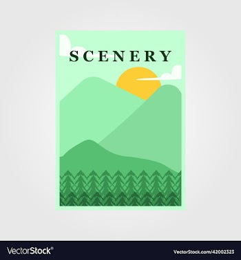 flat watercolor scenery or landscape outdoor