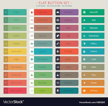 Flat web button set vector image