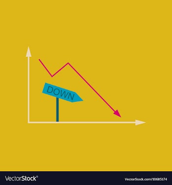 Flat web icon on stylish background falling graph vector image