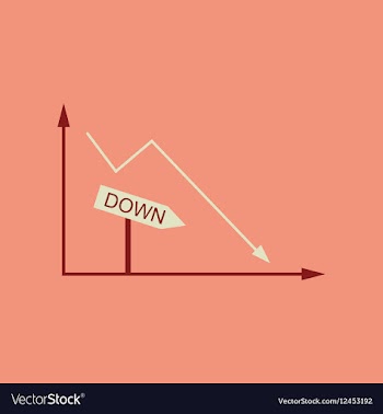Flat web icon on stylish background falling graph vector image