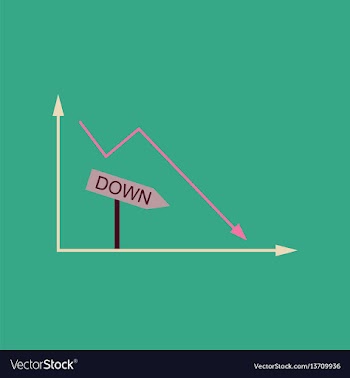 Flat web icon on stylish background falling graph vector image
