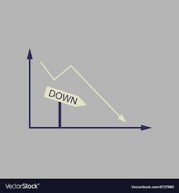 Flat web icon on stylish background falling graph vector image