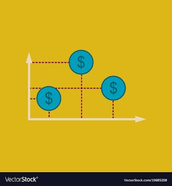 Flat web icon on stylish background money graph vector image