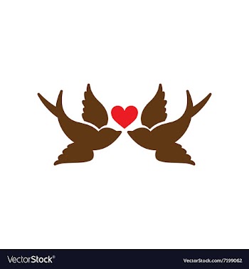 Flat web icon on white background birds heart vector image
