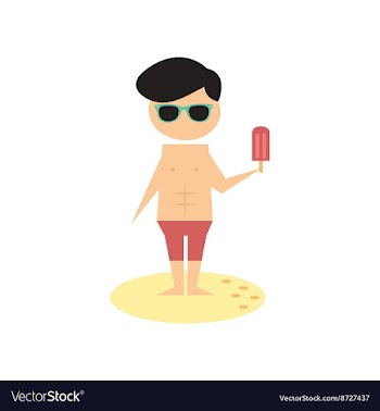 Flat web icon on white background man ice cream vector image