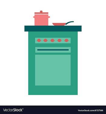 Flat web icon on white background stove and pans vector image