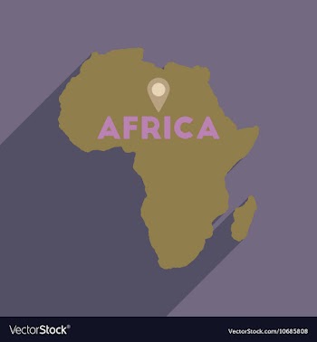 Flat web icon with long shadow Africa vector image