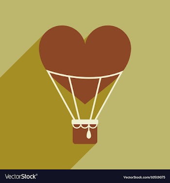 Flat web icon with long shadow air balloon heart vector image