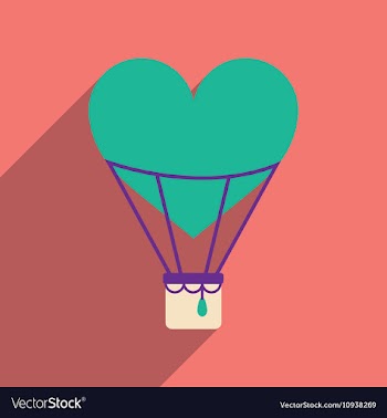 Flat web icon with long shadow air balloon heart vector image