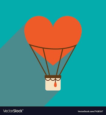 Flat web icon with long shadow air balloon heart vector image