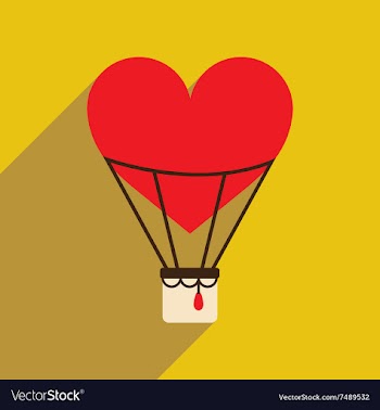 Flat web icon with long shadow air balloon heart vector image